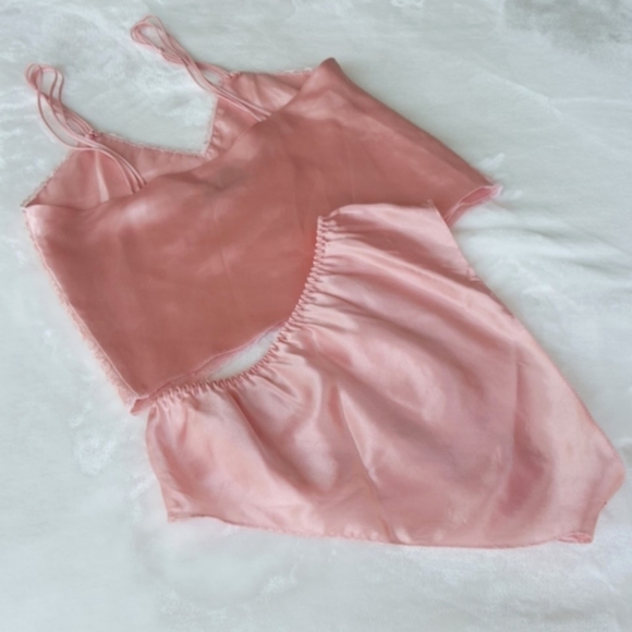 VICTORIA'S SECRET ♡ Vintage 2pc Gold Label Rose Satin 'n Floral Lace Lingerie S - Picture 5 of 17